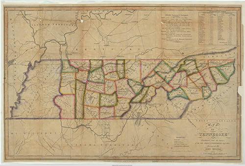 Map of Tennessee published by John Melish, circa 1818