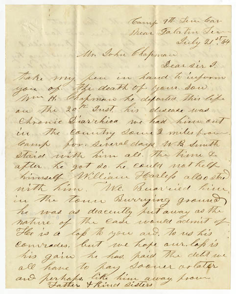 B. F. Bratcher letter, 07/21/1864