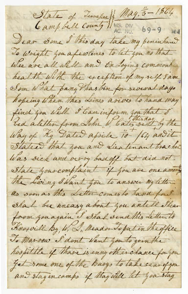 John Chapman letter, 05/03/1864