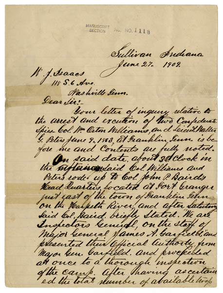 aptain William T. Crawford letter