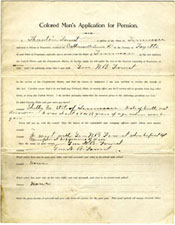 Colored Man’s Application for Pension for Thornton Forrest