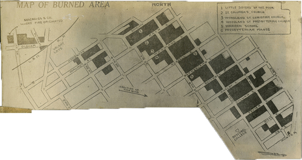 Map Showing Burned Area of East Nashville, 1916