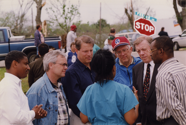 Governor Sundquist, et al. touring the damage
