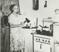 Laura Coats in her modern kitchen