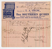 Receipt for a Southern Queen range