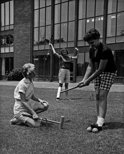 Playing croquet