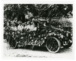 Suffragettes in decorated automobile, n.d., Carrie Chapman Catt Photograph