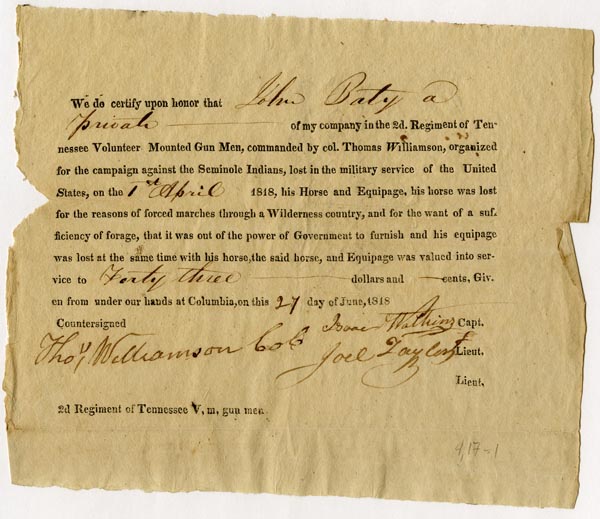 Pvt. John Baty compensation claim [1]