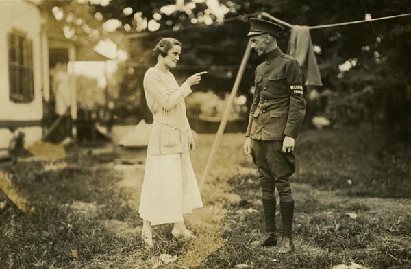 Woman scolding Recruiting Service soldier