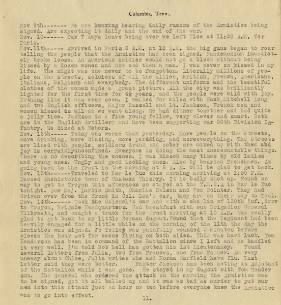 Maj. Frierson diary entry