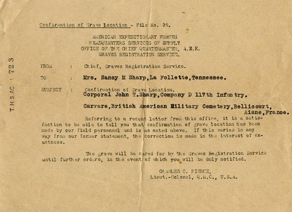 Grave location notice
