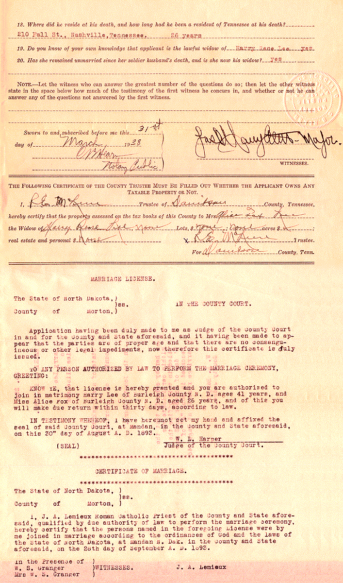 Tennessee Confederate Pension . Widow
